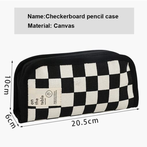 Kawaii Checkerboard Pencil Case Lattice Large Capacity Pencil Bag for girls Stationery box Canvas Estuche Multifuncional Lapices - Image 6